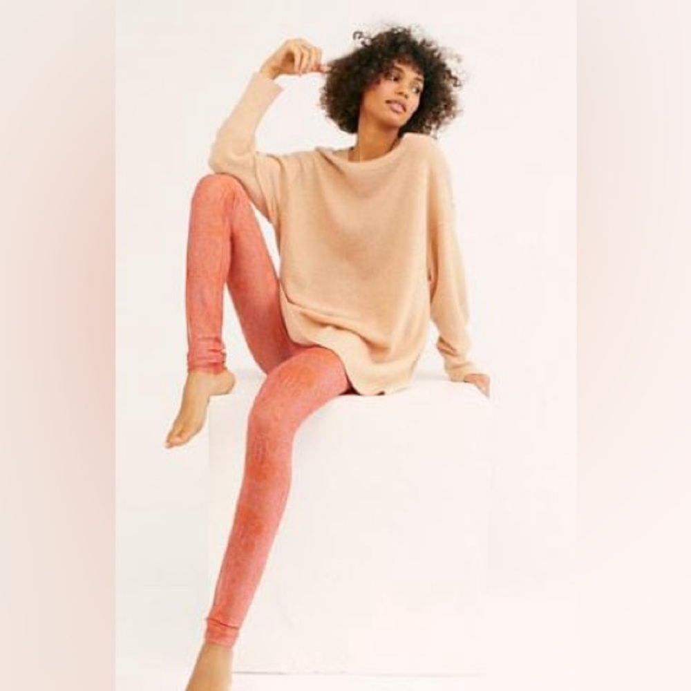 NWOT Free People Sheer Leggings - Cute Grapefruit color and pattern